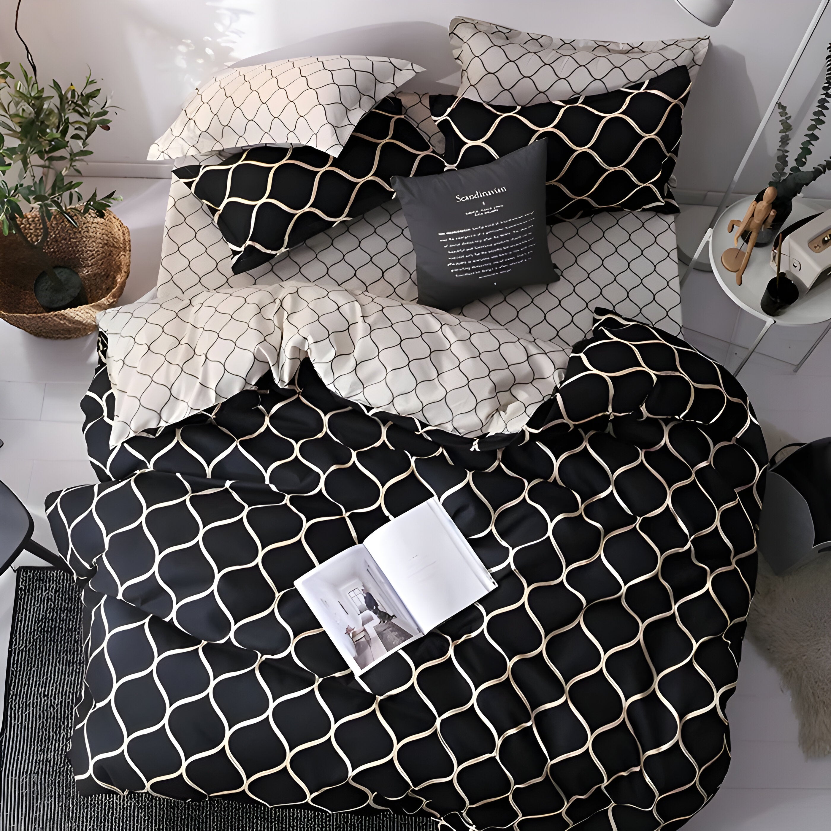 BlackBliss - Modernt Svart Sängklädesset