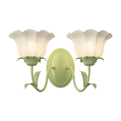 1/2-Ljuskronor Blomster Glas Tre-Stegs Dimbar Grön Vägglampa