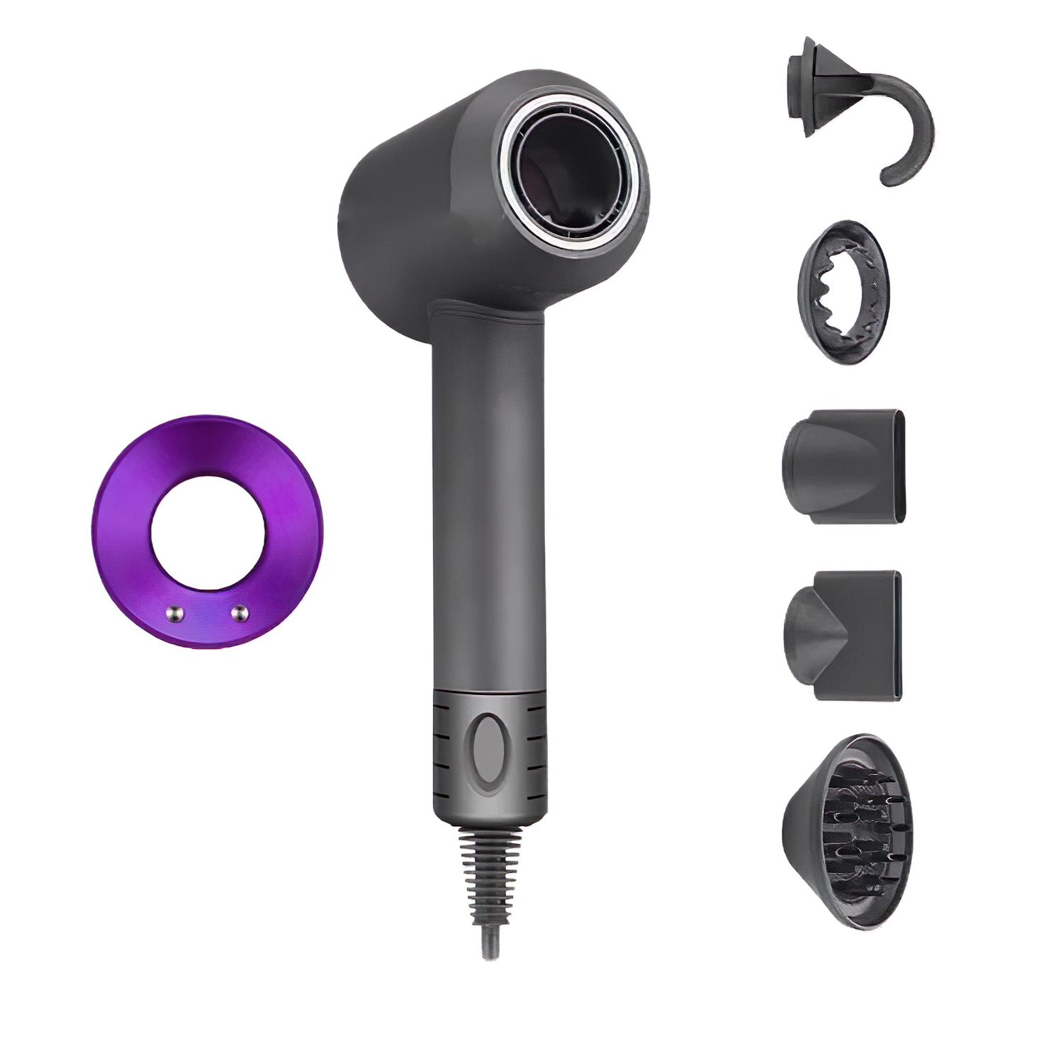 Hårfön med jonteknologi och munstycke