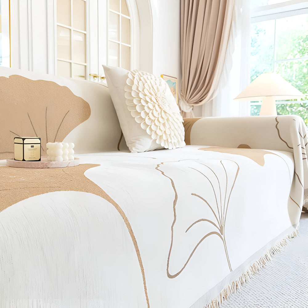 Pastoralstil Ginkgo Leaf Sofakuddöverdrag