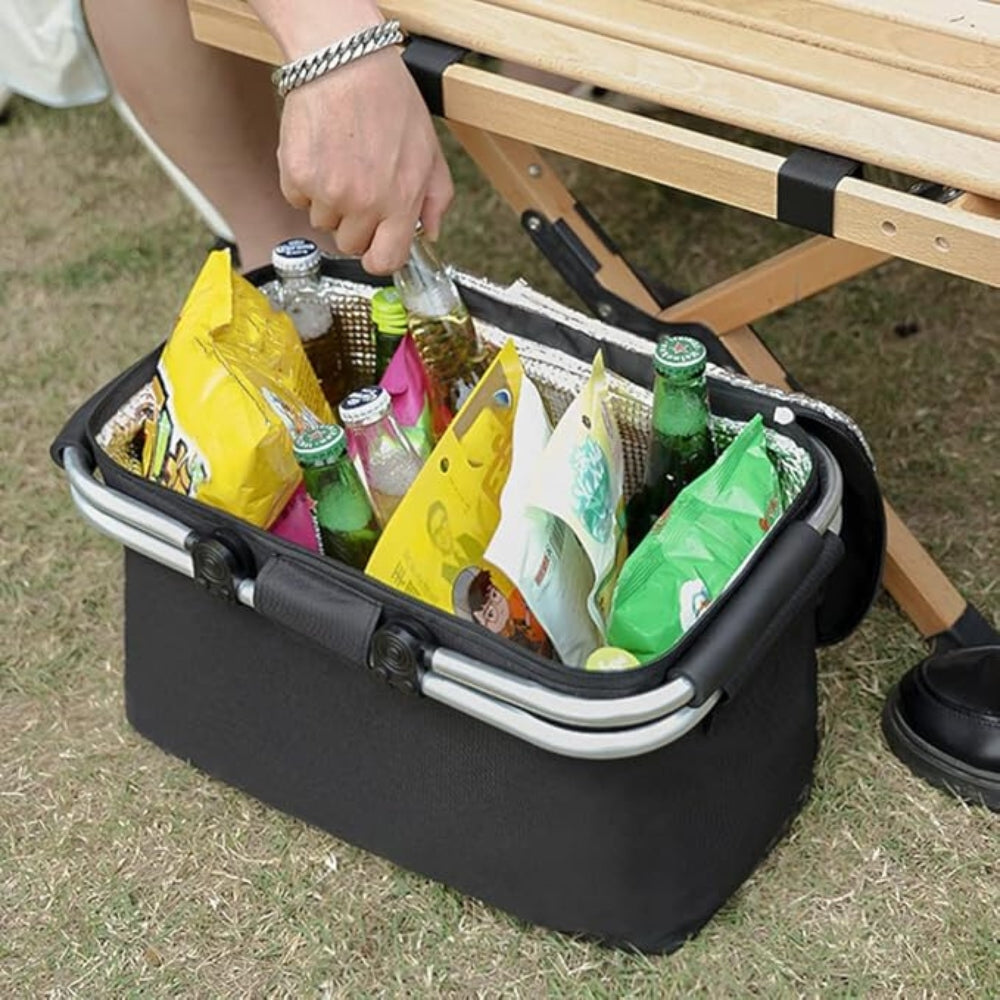Kollapsbar läckagefri picknickkorg – Fällbar och hållbar förvaring för utomhusmåltider