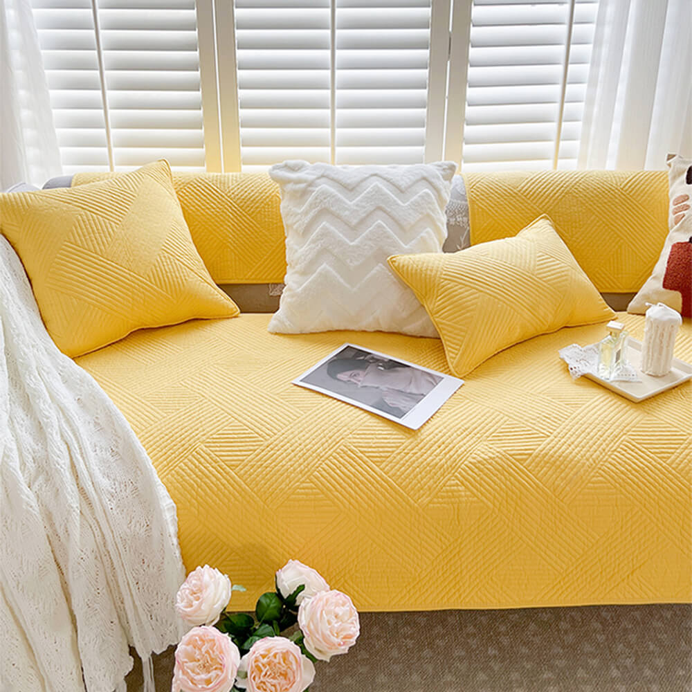 Minimalist All-Season Solid Cotton Geometric Sofföverdrag