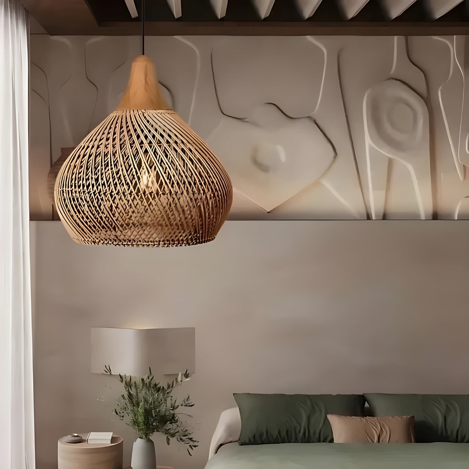 BistroBeam Light - Modern Rattan- taklampa