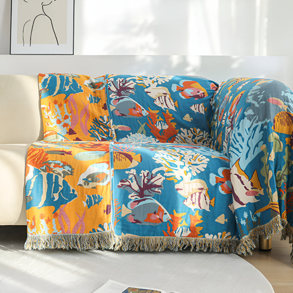 Underwater Coral Bomullspläd