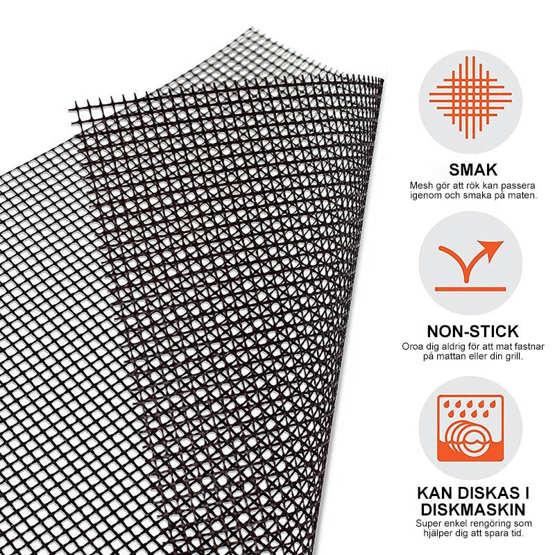 Carvallo BBQ Grillnät / Grillmatta | Non-stick & Återanvändbar | Värmeresistent upp till 370 °C | För kött, fisk & grönsaker
