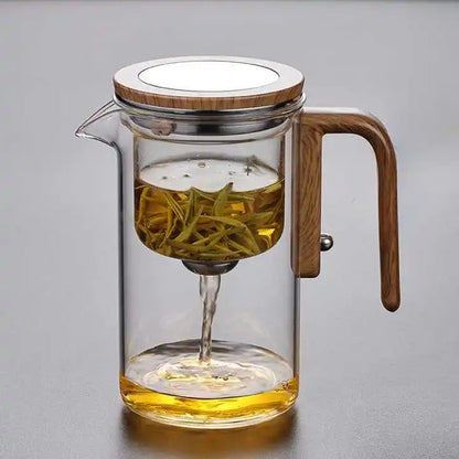 Glas Teapot med Trähandtag