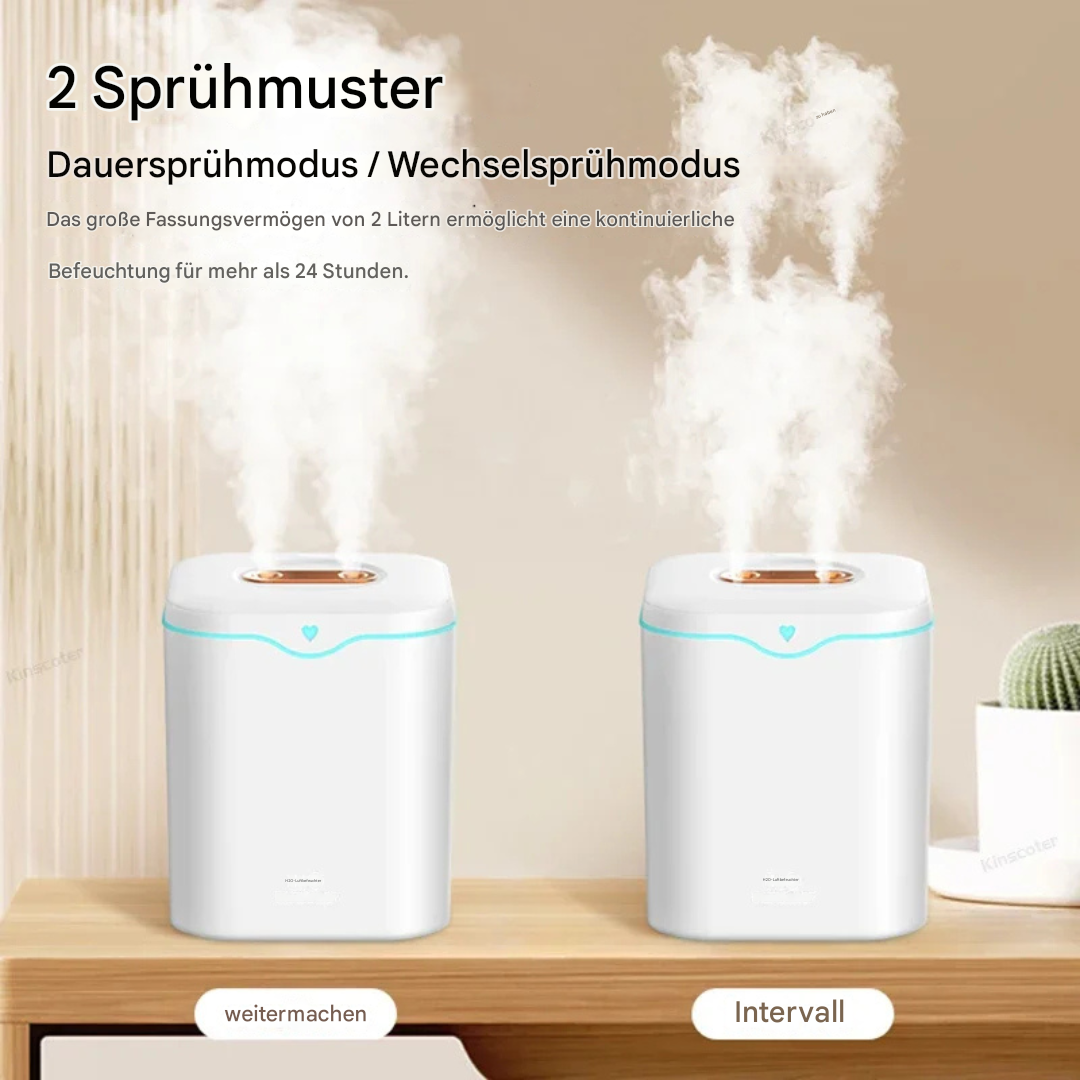 2L Ultrasonisk Luftrenare med Dubbel-Spray &amp; Nattljus – Rummets Luftrenare 2000ml