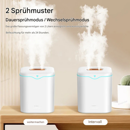 2L Ultrasonisk Luftrenare med Dubbel-Spray &amp; Nattljus – Rummets Luftrenare 2000ml