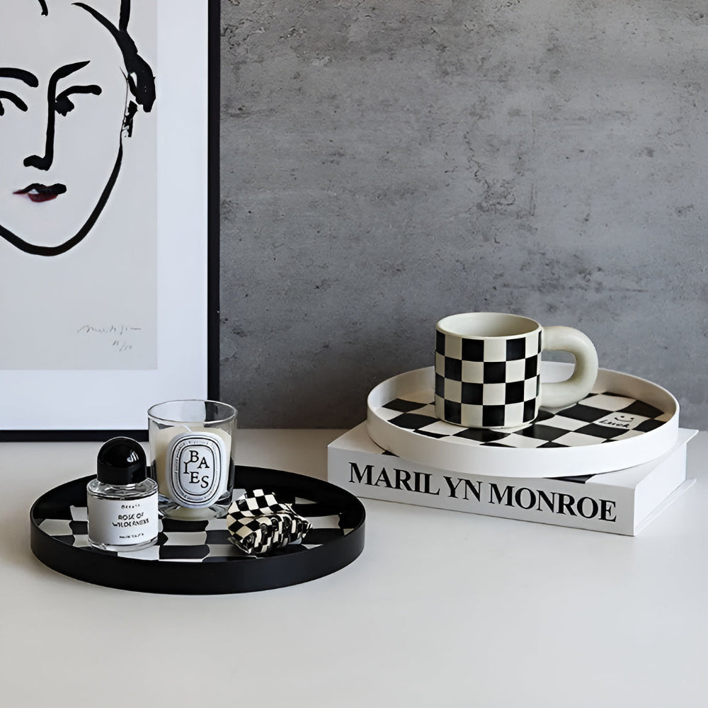 Rund Schackrutig Förvaringsbricka