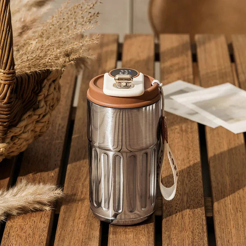 Kompakt termomugg med temperaturvisning – 410ml mugg för varma och kalla drycker