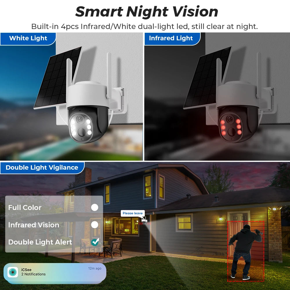 Smart Trådlös Solarburen Övervakningskamera