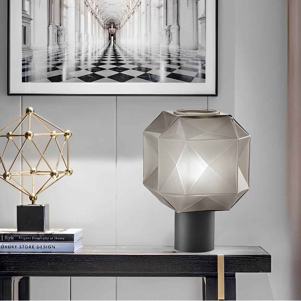 1-Ljus Cubo Bordslampa med Rökgrå Glaslampa
