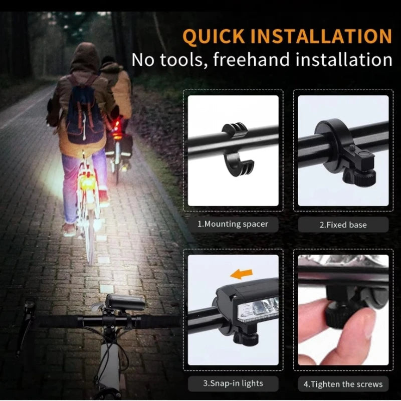 Ultra-Bright LED Cykellampa | Justerbar Ljusstyrka | Vattentålig & Multifunktions Cykellampa