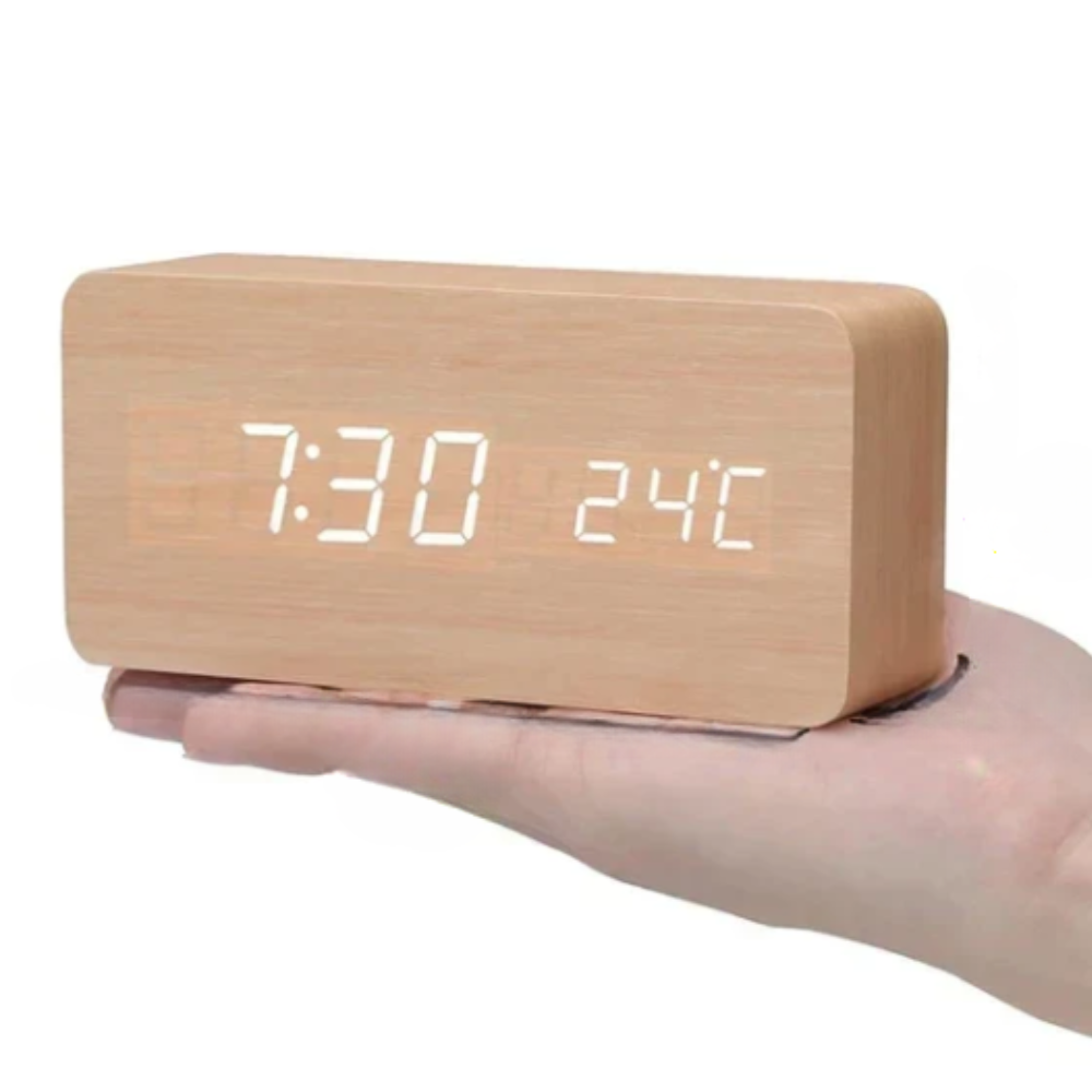 LED väckarklocka med träig digital display