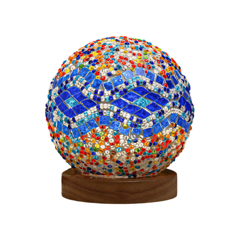GloedNest - Sferisk LED Dimbar Glas Bohemisk Barock Bordslampa Mosaik Nattljus 3.9
