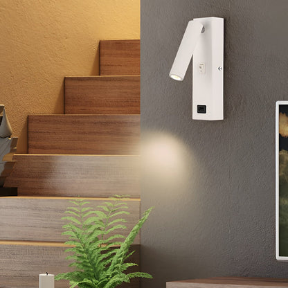 LuxiLicht - Modern Justerbar LED Vägglampa med Strömbrytare och USB Laddningsport