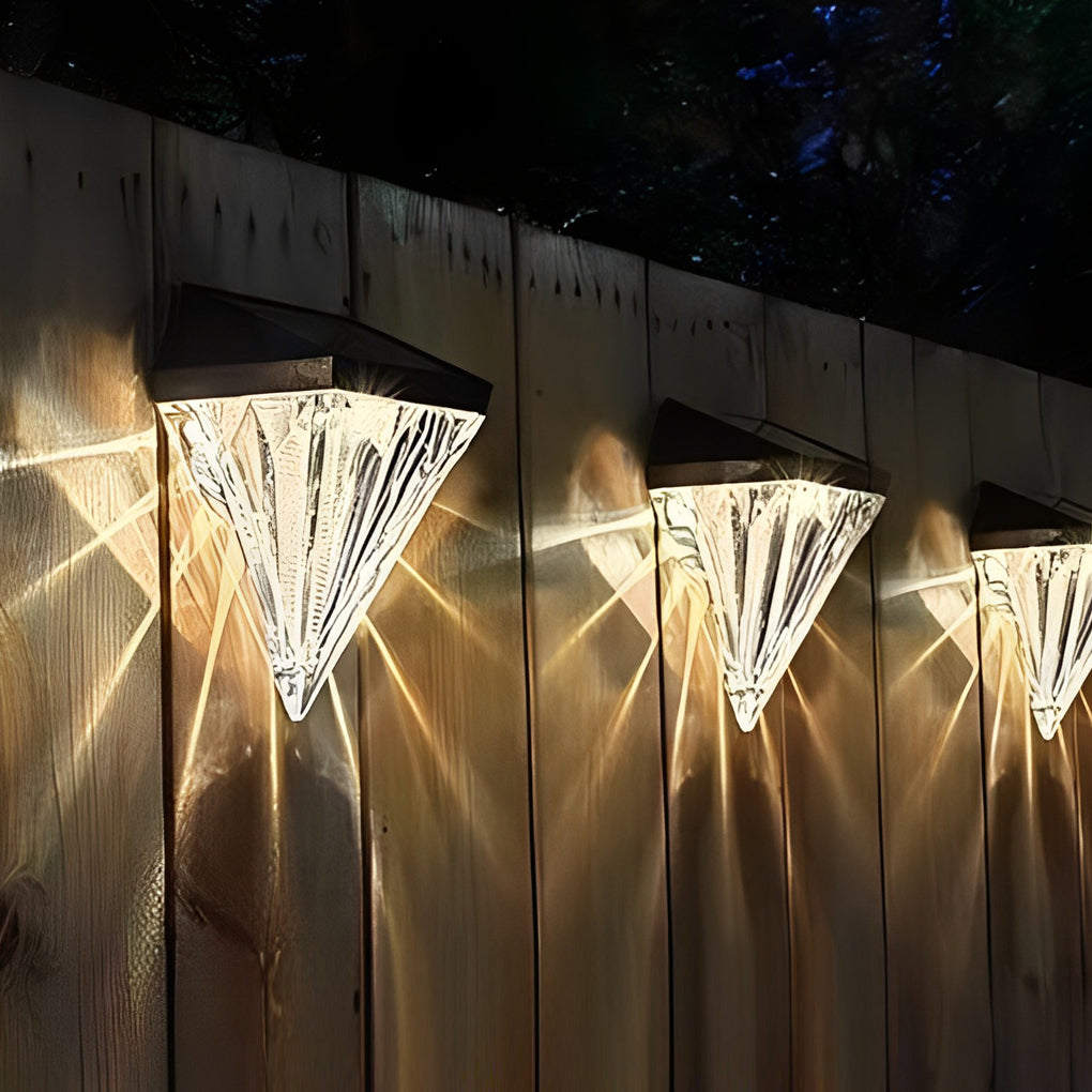 2 Stuks Geometrisk LED Vattentät Svart Solvägglampa
