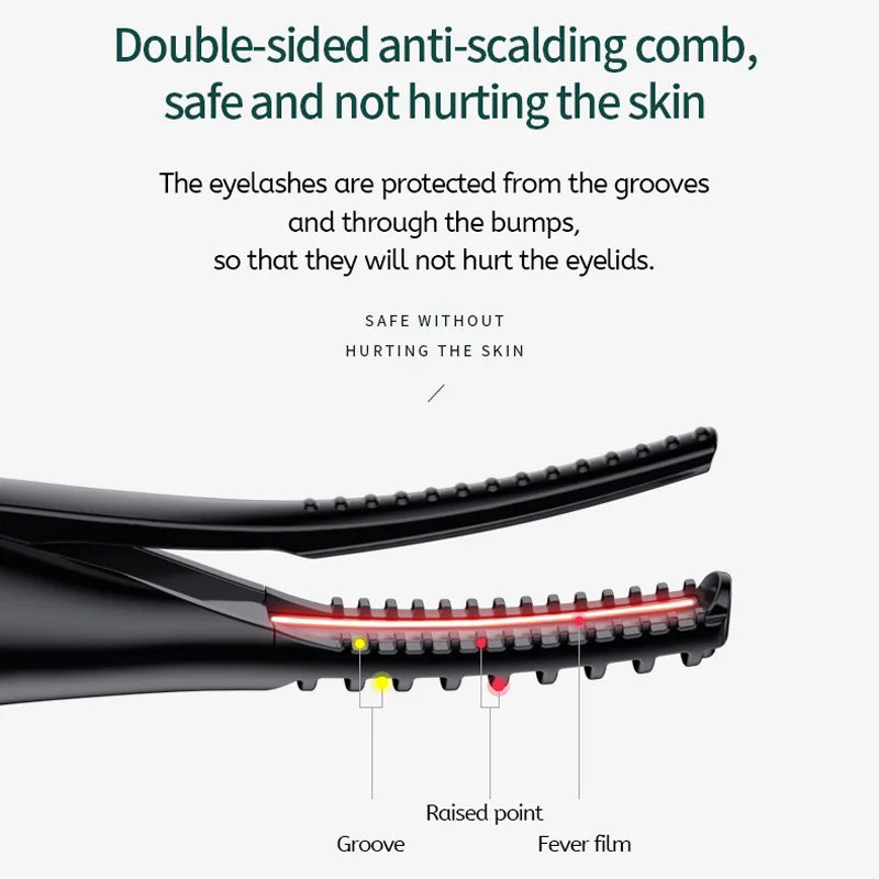 Uppvärmd fransböjare USB-uppladdningsbar elektrisk - Snabb, Naturlig, 24-timmars krusning