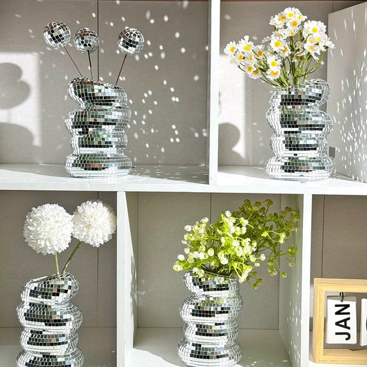 RetroTwist - Disco vases with retro mirror design and modern flair for eye-catching home decor