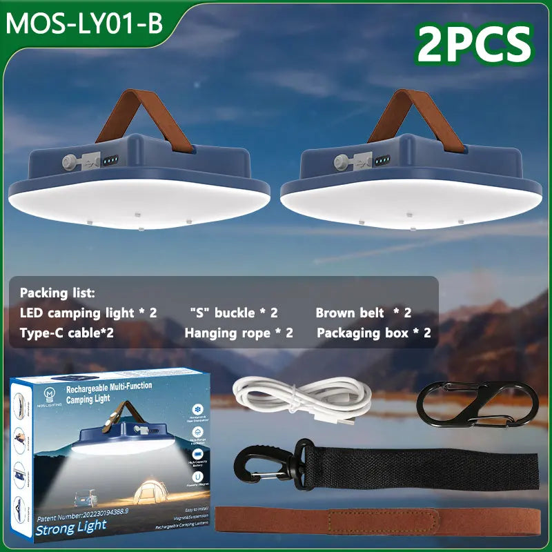 80W LED Solarbatteriladdad campinglampa med magnet och zoomfunktion
