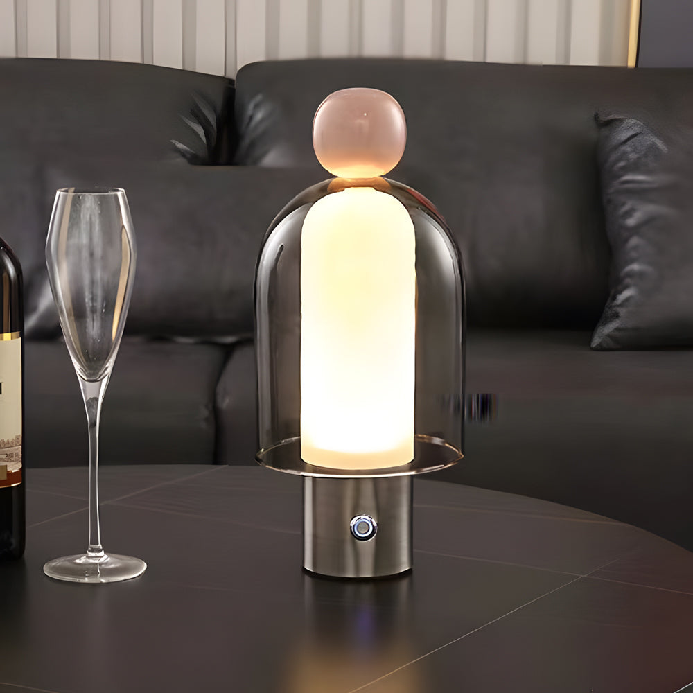Easy Peasy - Klar glas uppladdningsbar batteri bordslampa med LED steglös dimning