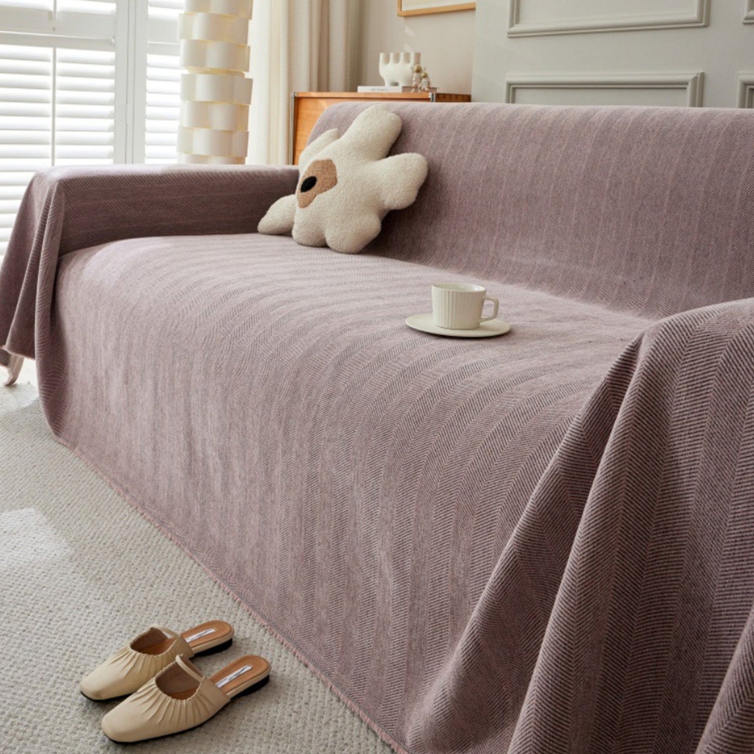 Hållbar husdjursvänlig herringbone sofföverdrag - Modern, stiligt och hållbart soffskydd