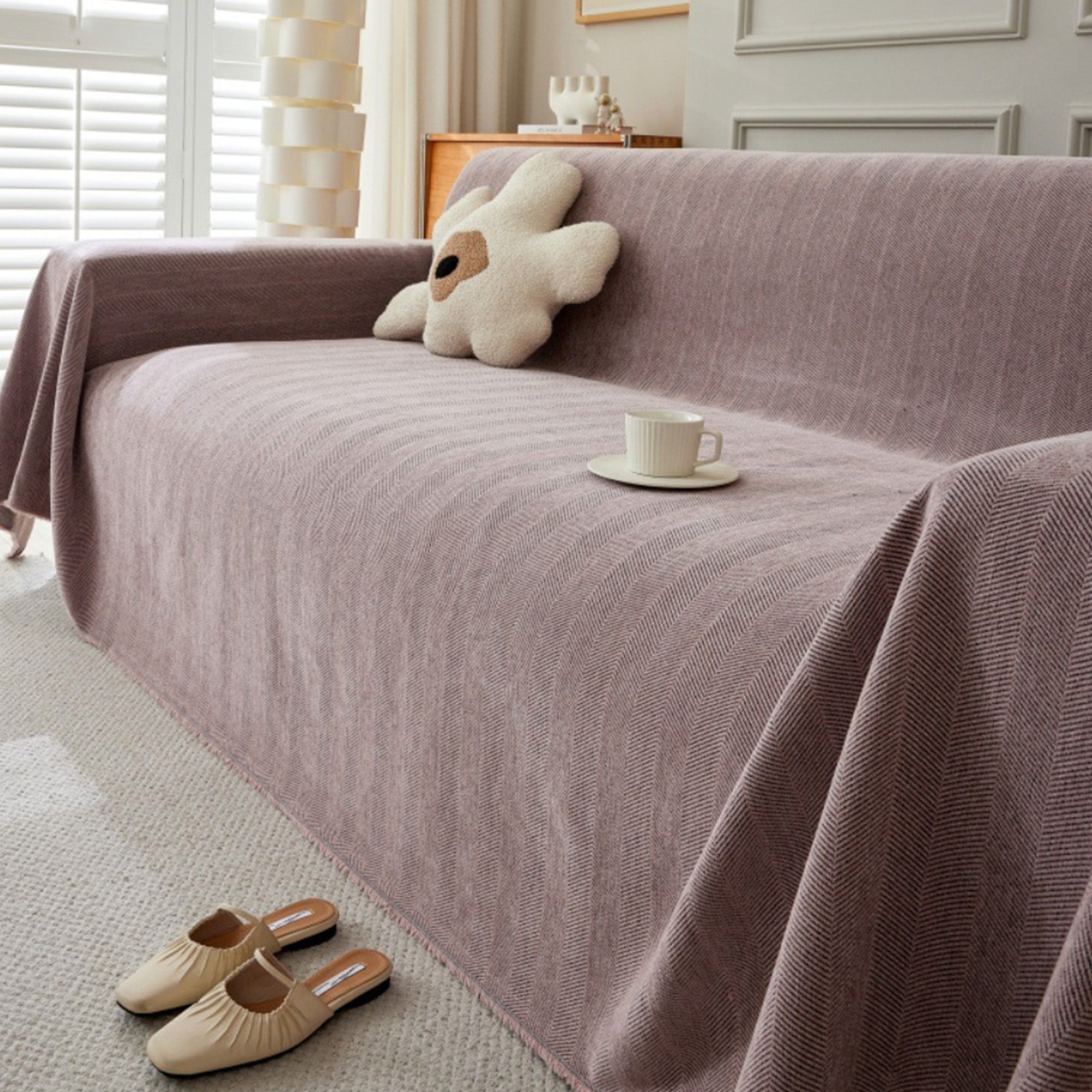 Hållbar husdjursvänlig herringbone sofföverdrag - Modern, stiligt och hållbart soffskydd