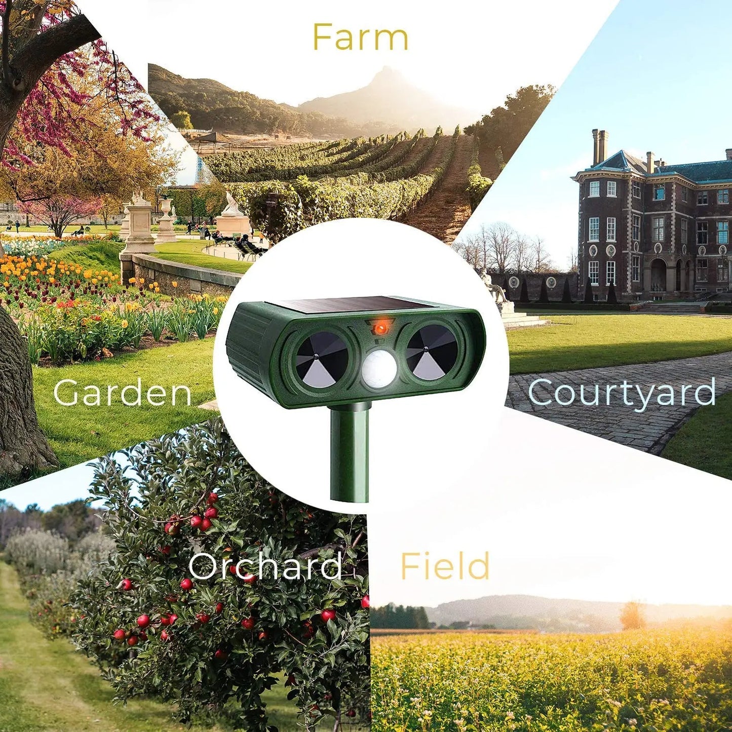 Ultraljuds Fågel + Skadedjursavskrämmare Solcellsdriven - Lång Räckvidd