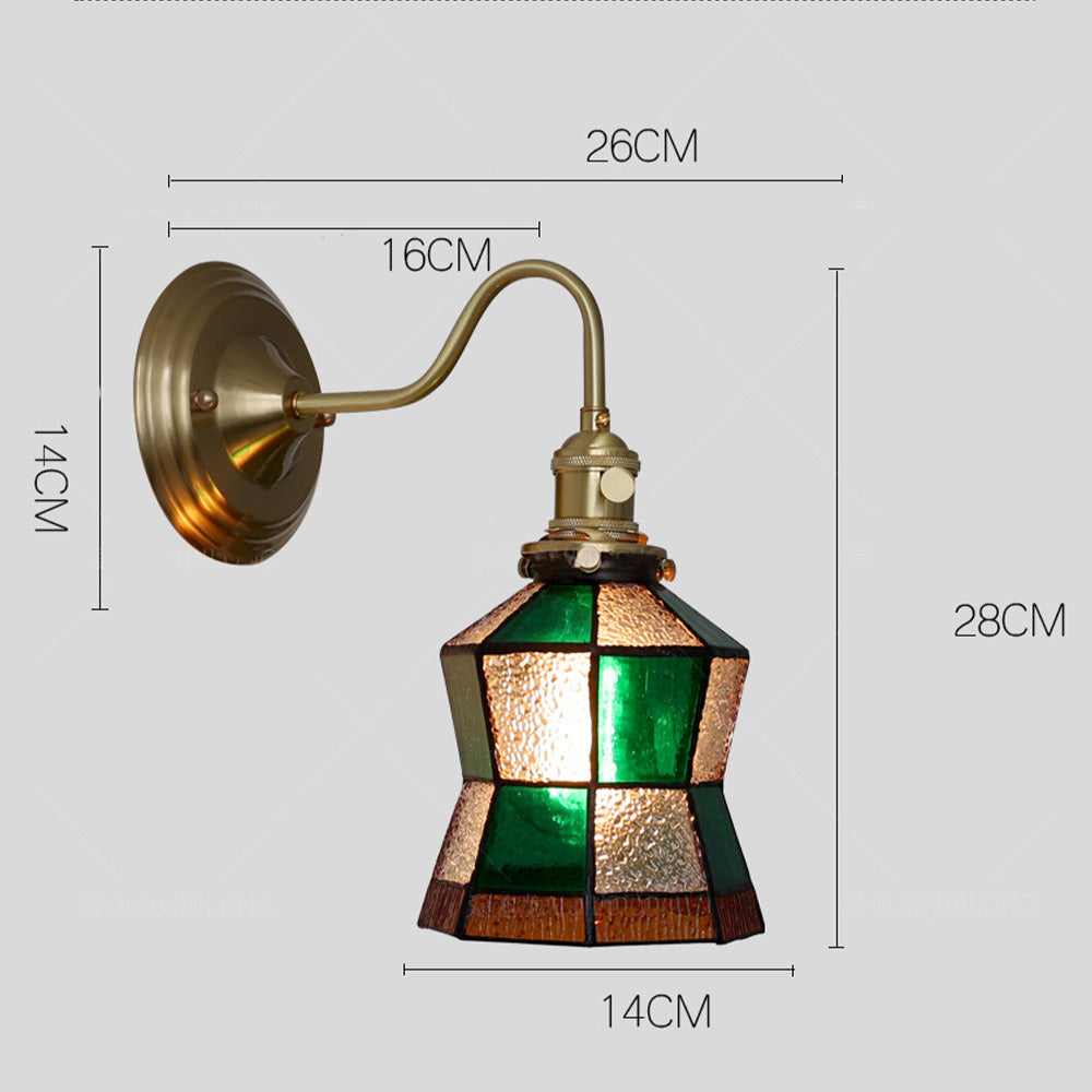 Vägglampa med vintage glas skugga armatur