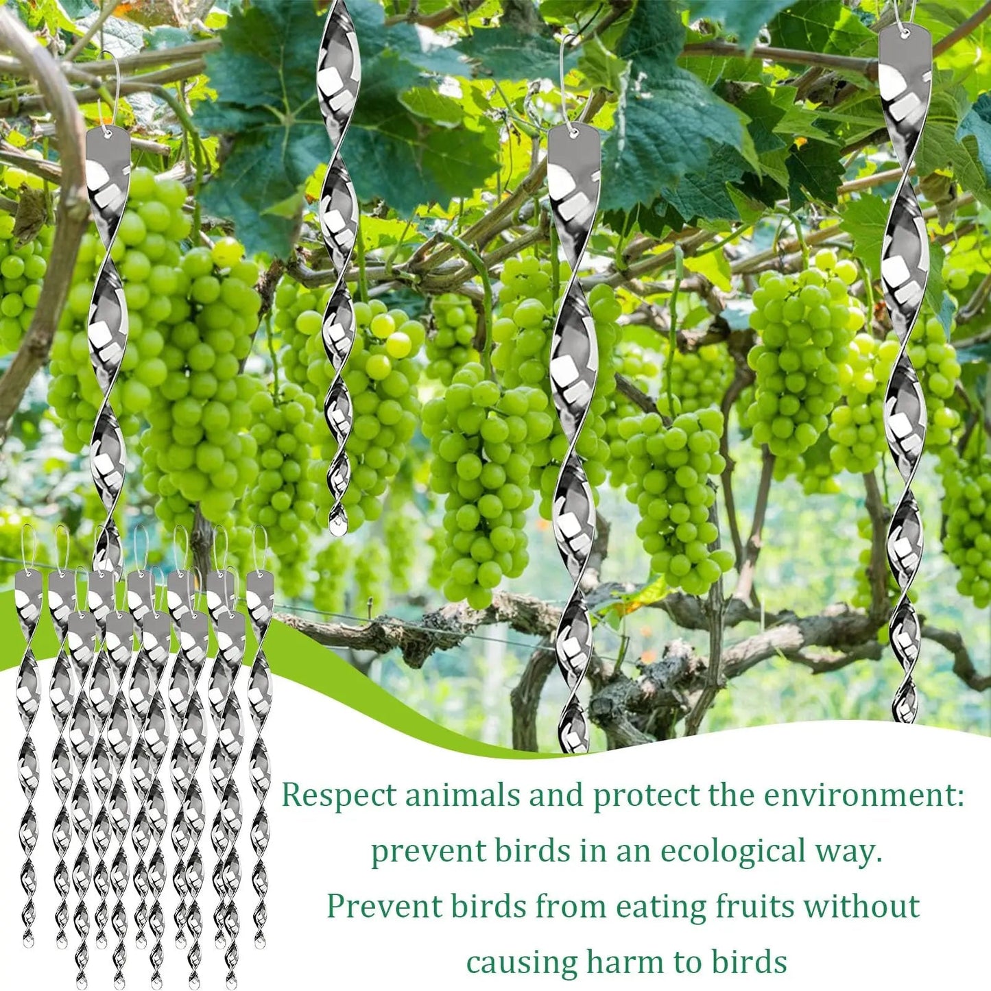 Reflekterande fågelavskräckande spiralstång