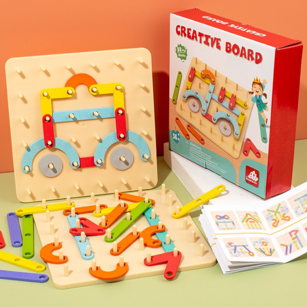 Kreativ Montessori trä nagel pussel leksak
