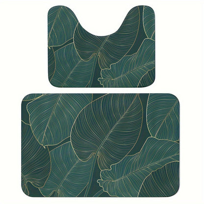 Tropical Leaf Badmatta Set | Mjuk Mikrofiber Absorberande | Halkfri | 2 Delar | Brick by Brick