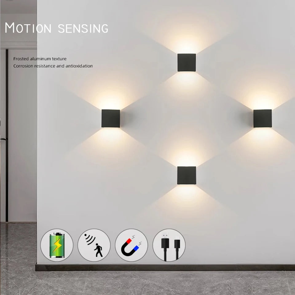 Intelligent Motion Sensor Cube Vägglampor – USB Uppladdningsbara, Ingen Borrinstallation
