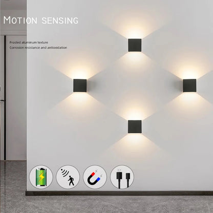 Intelligent Motion Sensor Cube Vägglampor – USB Uppladdningsbara, Ingen Borrinstallation