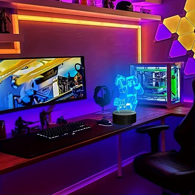 IlluGlow - 3D Nattlampa med 16 Färger och Fjärrkontroll, USB-Strömförsörjning