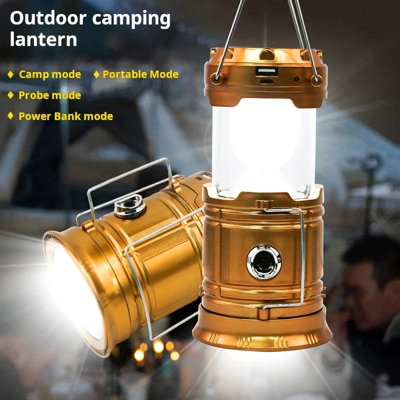 Solarlampa för camping med USB-laddning – Bärbar LED-lampa för utomhusaktiviteter och nödsituationer