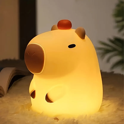 CapyGlow - Söta Capybara Nattlampa med USB Uppladdningsbar Silikonlampa