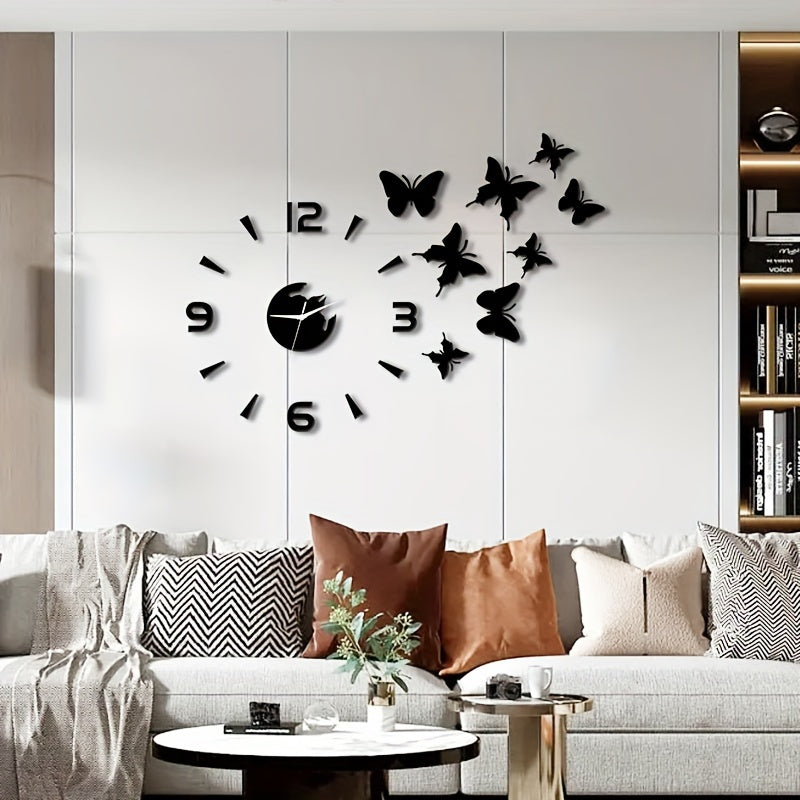 AcrylicButterfly - DIY 3D Fjäril Spegel Väggen Klocka