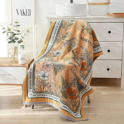 Blomma Blandad Färg Vändbar Bomull Badhandduk