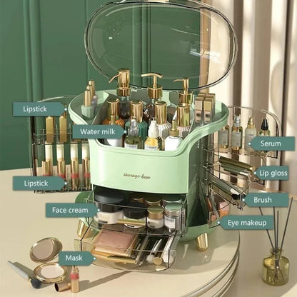Transparent Desktop Makeup Organizer – Stort kapacitet dammavvisande smycke- och kosmetikaförvaringslåda