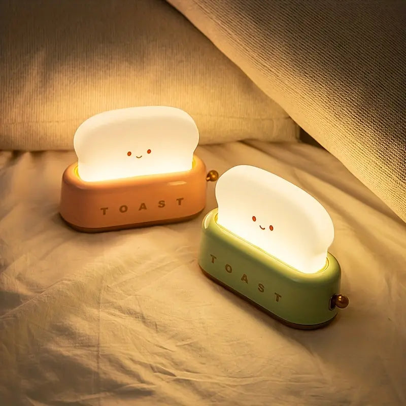 Söt sänglampa – Kawaii Toast LED-lampa för mysig belysning