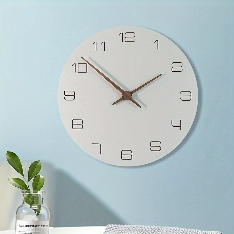 Minimalistisk nordisk väggklocka med tyst kvartsrörelse