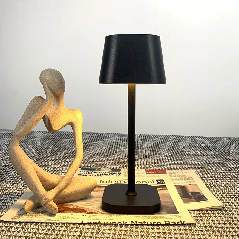 Trådlampad aluminium LED-bordslampa med touch-dimmer – Laddningsbar och bärbar