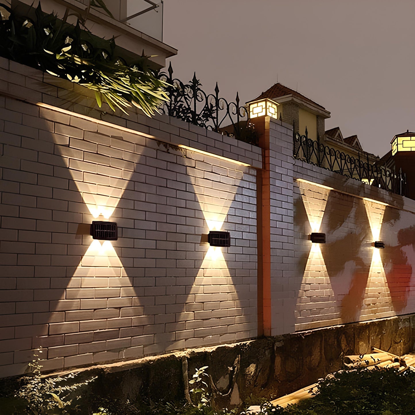 Utomhus solenergi LED vägglampa svart