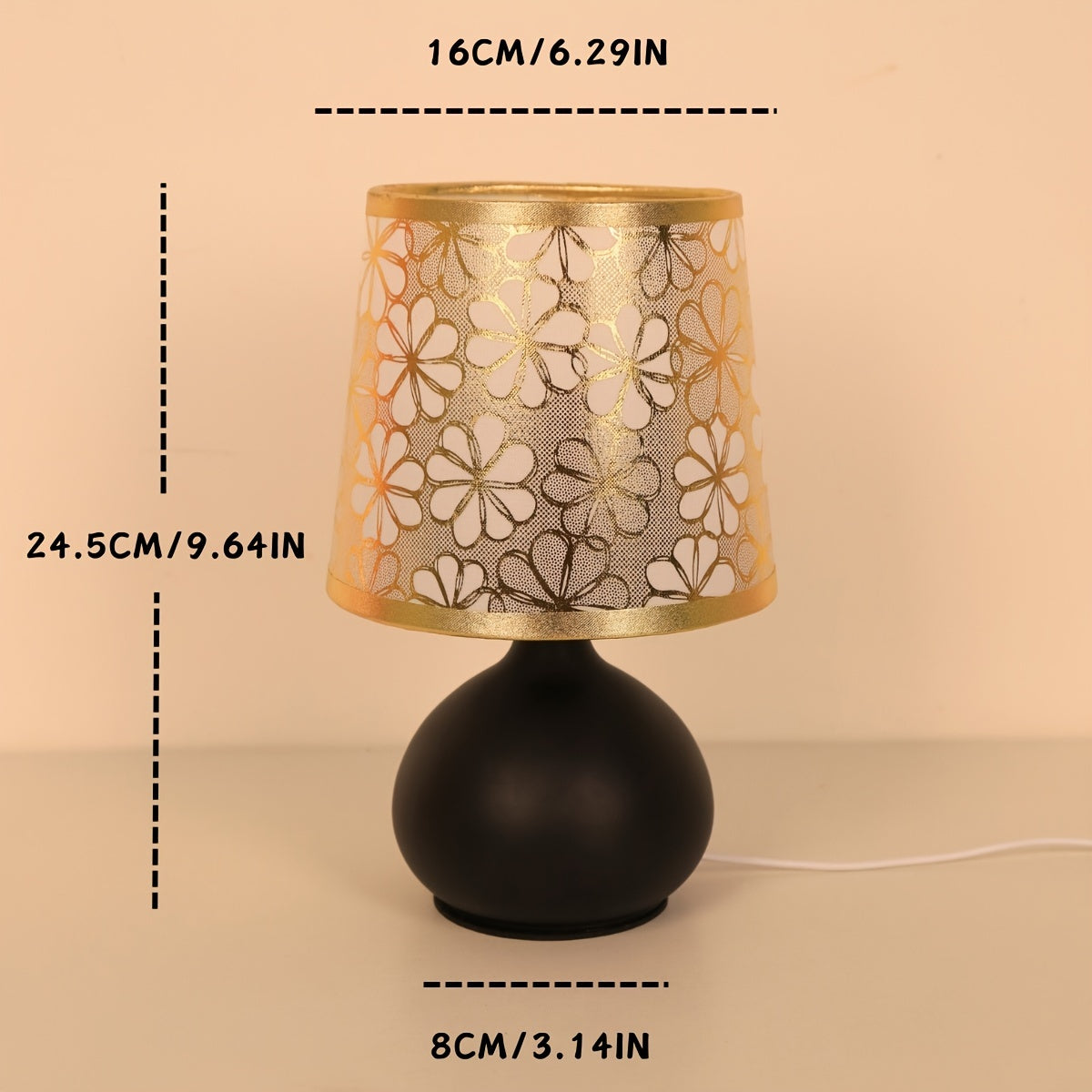 RetroLampa - Modern Skandinavisk Tygbordslampa med Metallfot USB