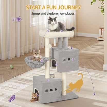 Flerfärgad Kattträd med Klösstolpe och Mysiga Grottor