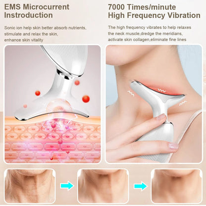 7-i-1 EMS Ansikts- &amp; Nackmassageapparat - Huduppstramning &amp; Lifting Enhet