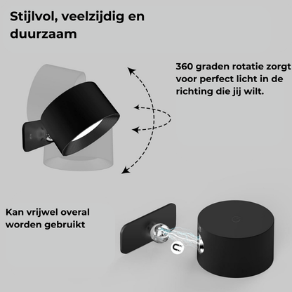 FlexiBeam - Trådlös uppladdningsbar 360° vägglampa