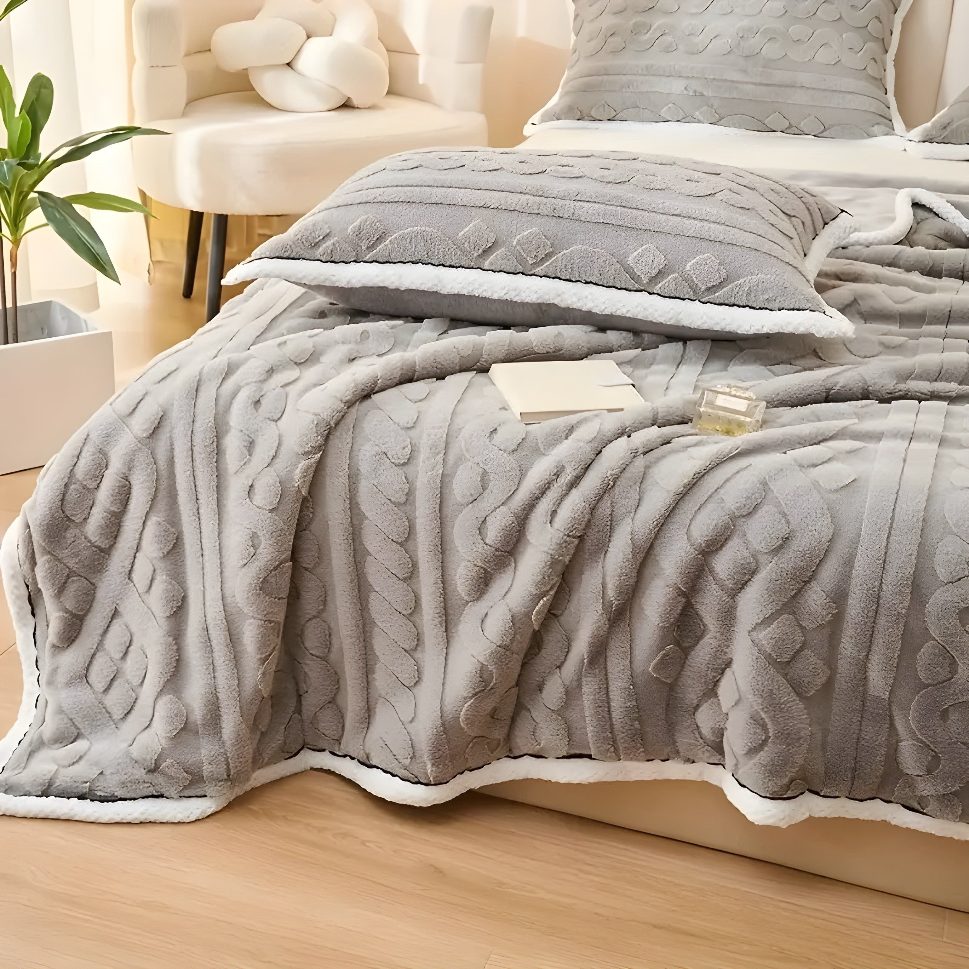 FluffDream sängkläder set - fluffig filt plysch sängkläder set