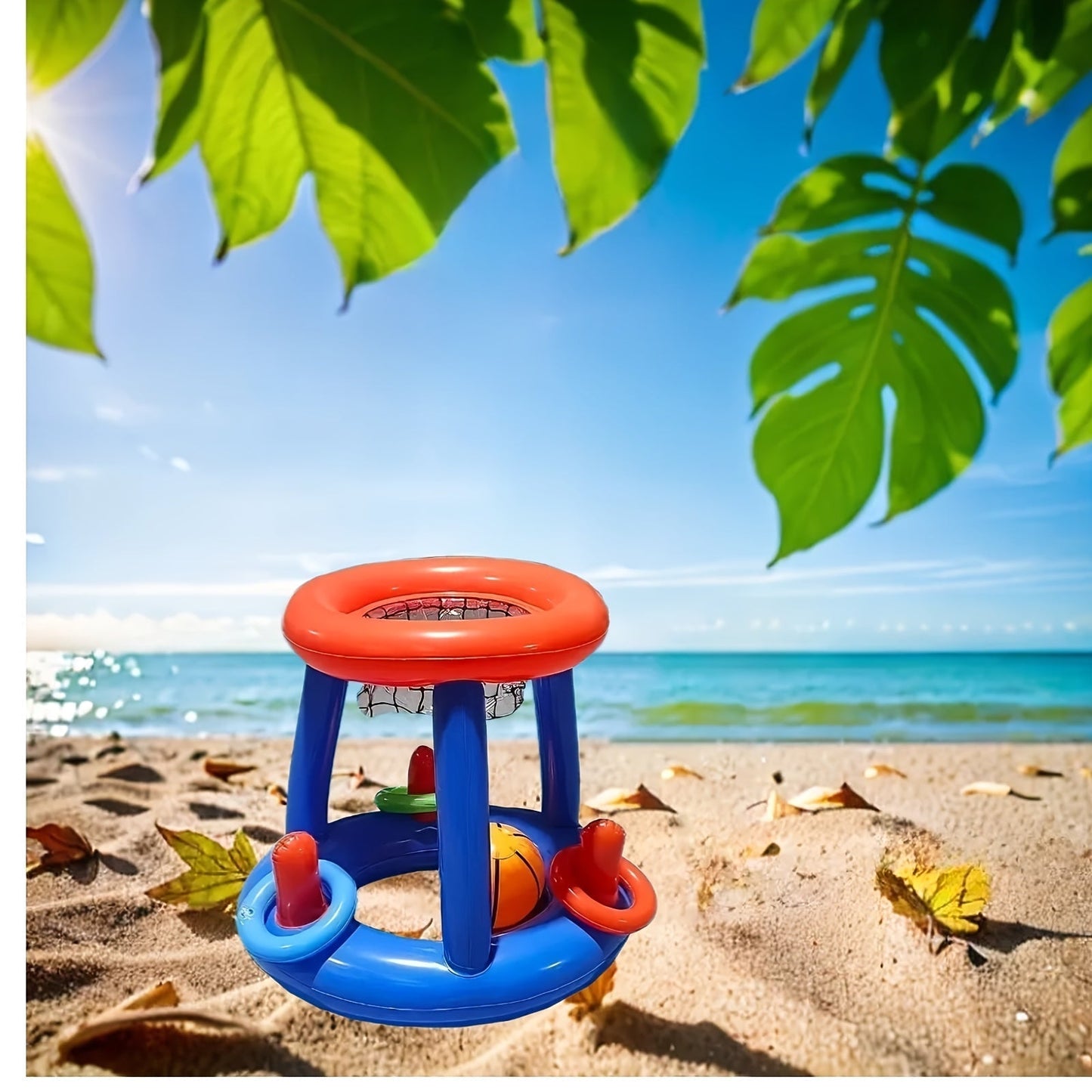 Carvallo Basketbollset FloatHoop | För pool och strand | Inkl. boll och ringar | Vattentålig och bärbar